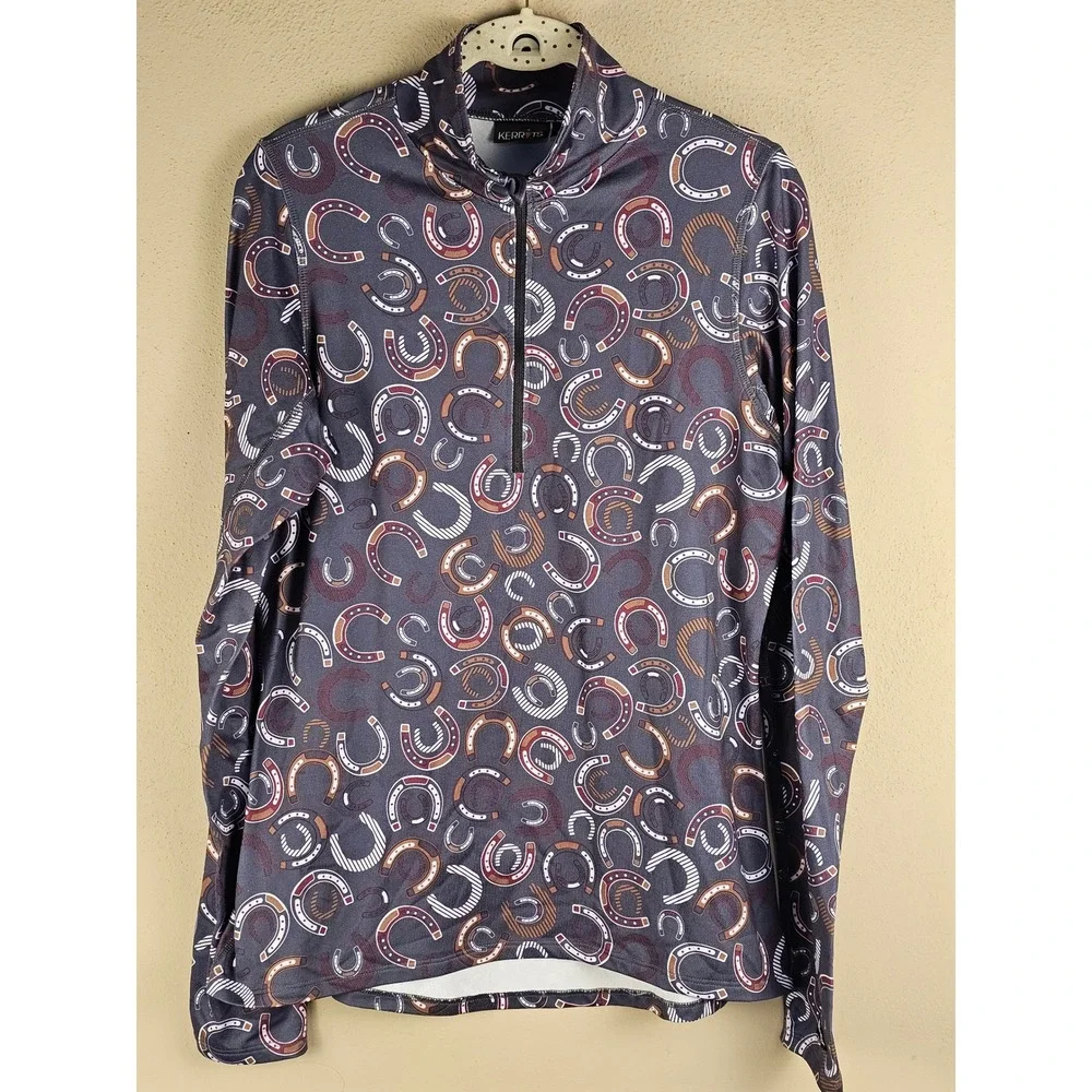 Kerrits Womens Horseshoe Print 1/4 Zip Pullover Medium - Picture 1 of 5